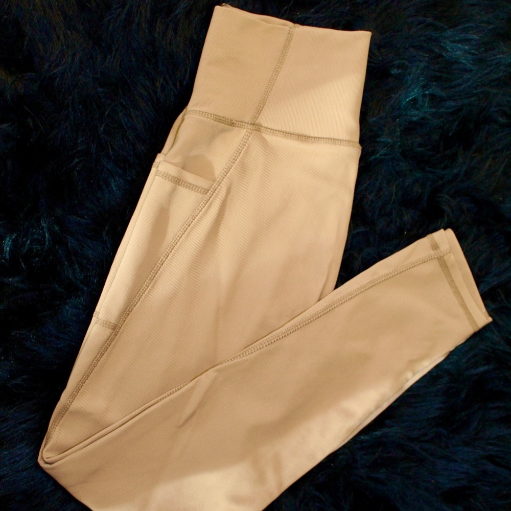 Nude/Neutral Kyodan Women's Ribbed Compression Running Tights -WithPockets-